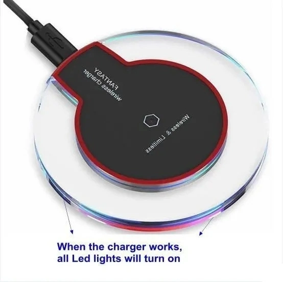 5W Metal ultrafino Qi Wireless Fast Charger Mat de carga Almohadilla con luz de pantalla LED para Sam Sung Galaxy I Teléfono