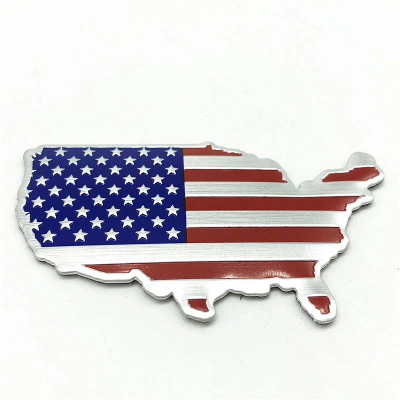 3D Auto Part Aluminum USA Flag Emblem Badge Logo Car Sticker American Map Waterproof Decal for Car Body Window Motorcycle Home Decoration