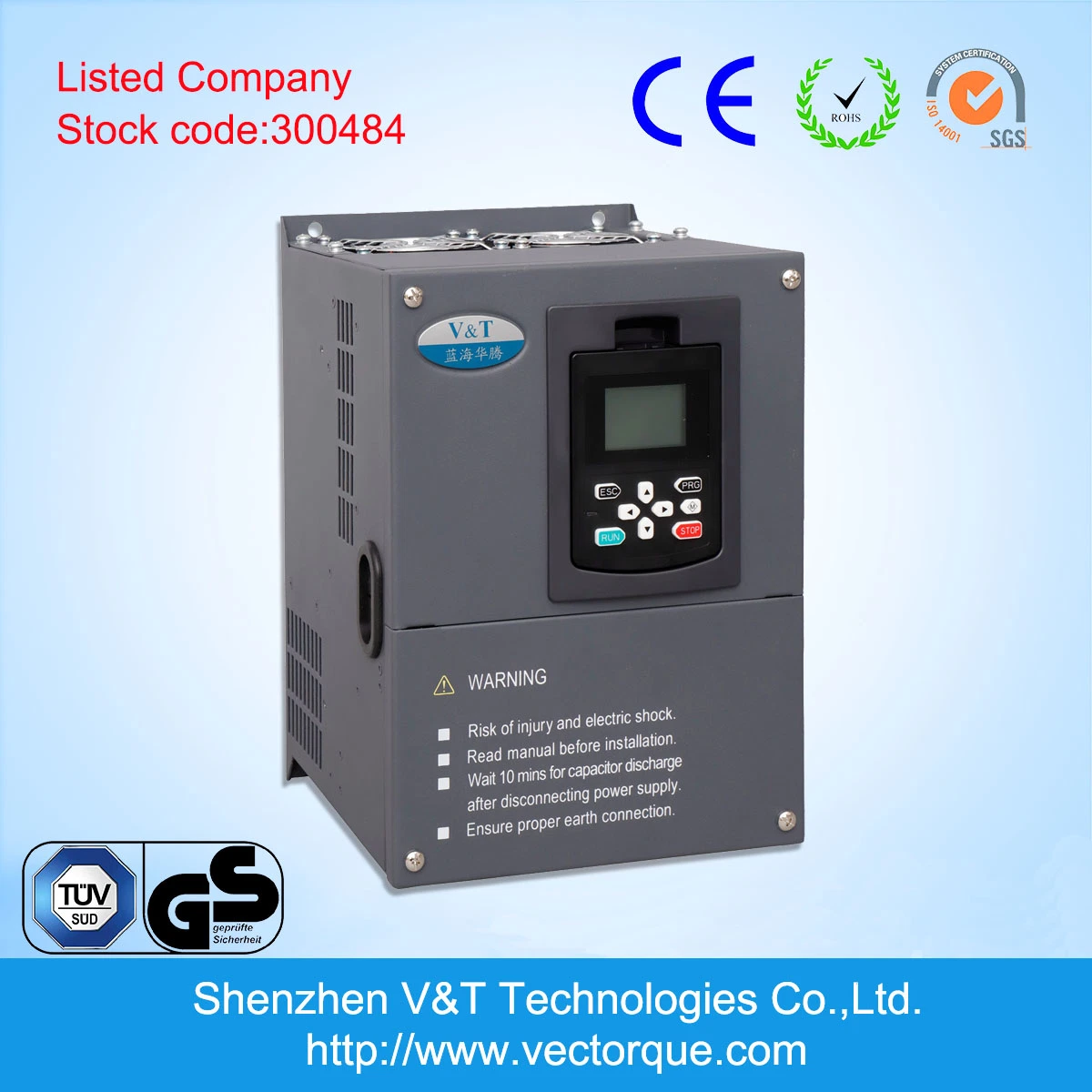 V&T V9 200kw V/F Vector Torque Control with Encoder Feedback VFD