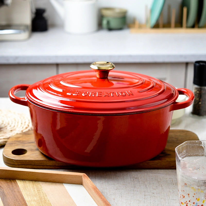 Rojo de lujo con cubierta Housewares Utensilios de cocina Cocina Enamel Cooking Pot Establecer