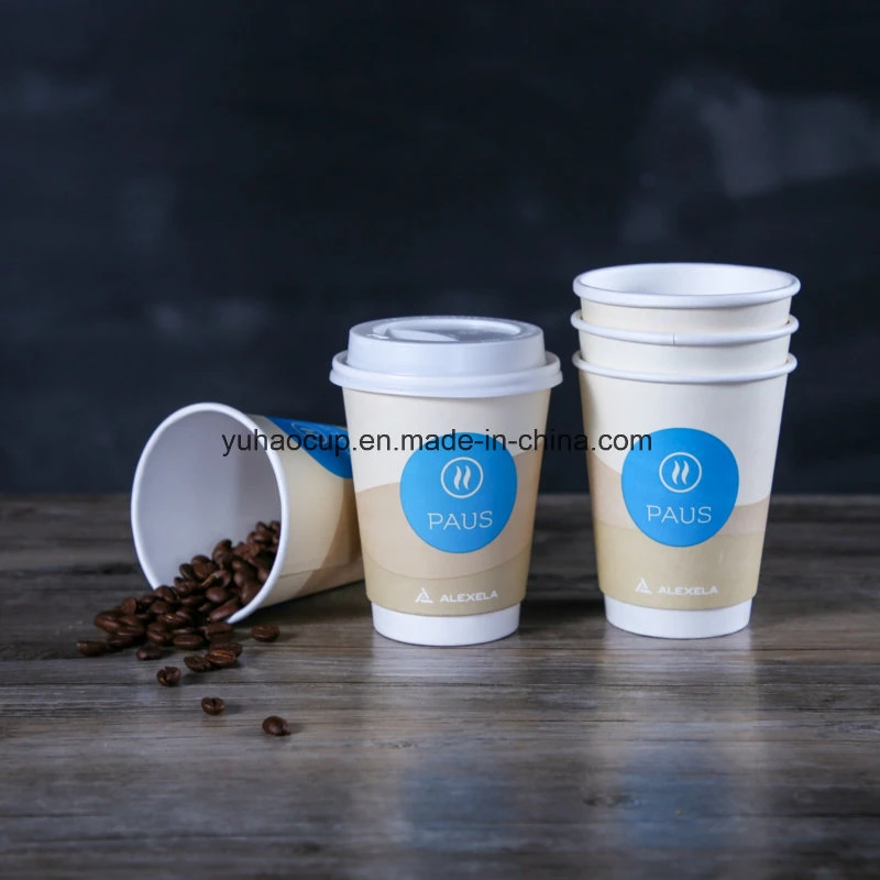 2019 Impreso personalizado 12oz café blanco de doble pared de vasos de papel