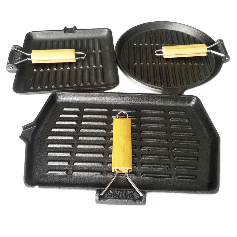 Oblong Preseasoned Nonstick Cast Iron Vegetable Oil Grill Pan Griddle