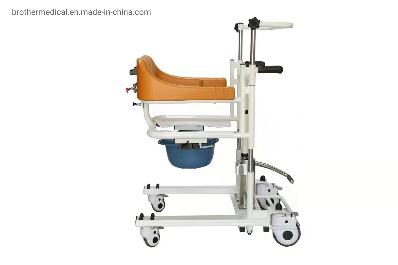 Multifunction Transfer Medical Equipment Folding Patient Commode Wheelchair with Wheel