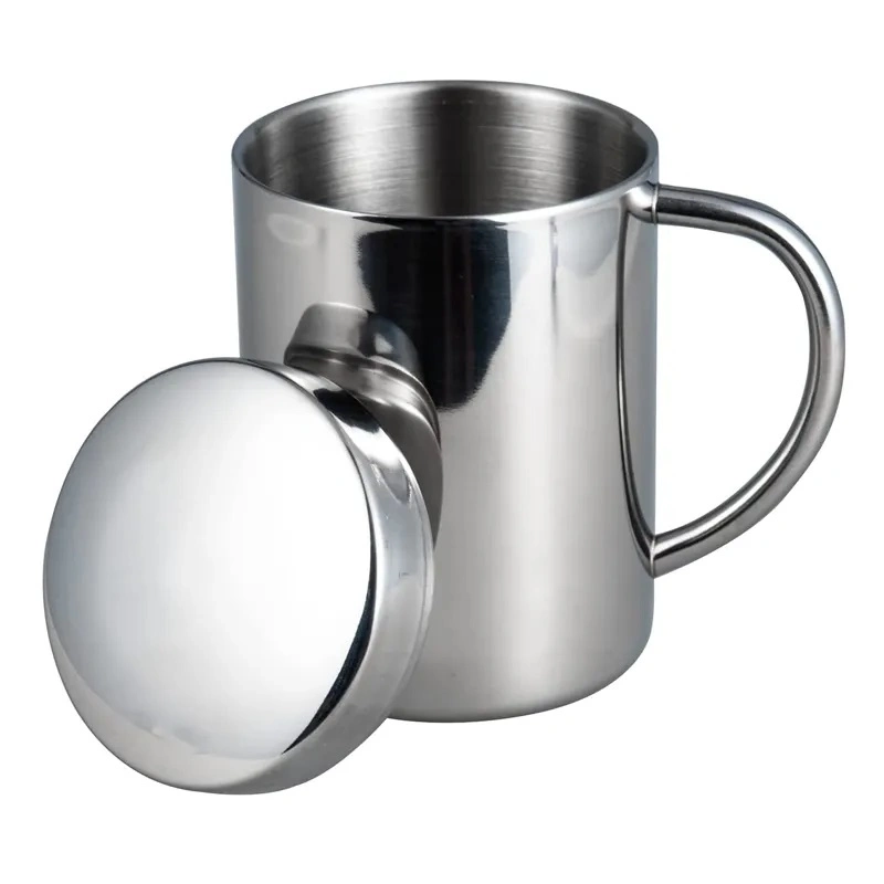 Double Wall Insulated Stainless Steel 304 Mug Cup with Handle Lid