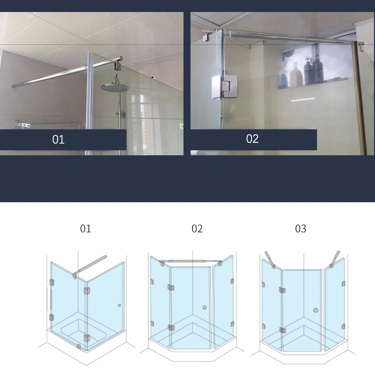 8-10mm Barre de support de porte de douche pour Frameless douche