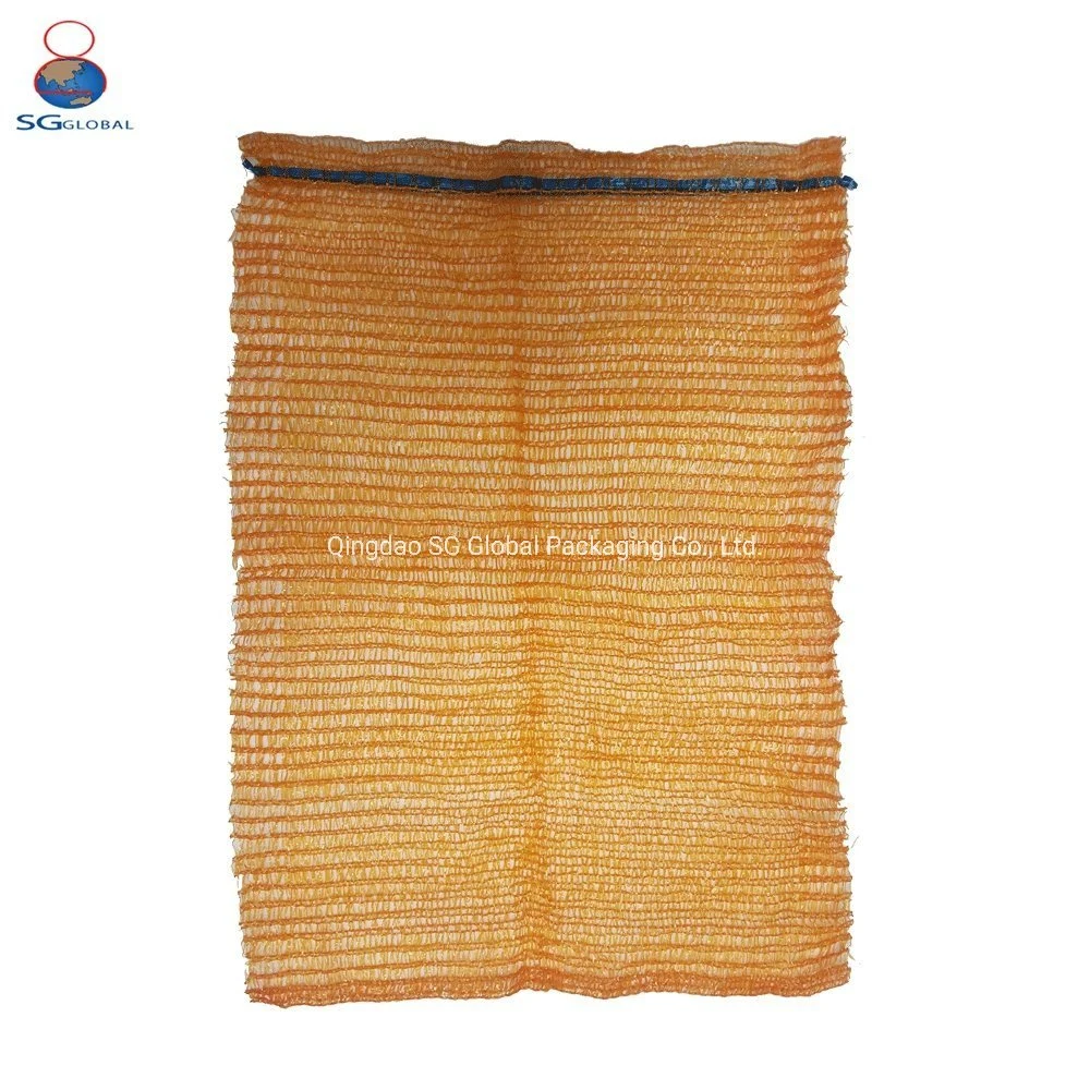 GRS SGS CE FDA Approved Factory Plastic Drawstring Packaging Onion Potato Orange PE Raschel Net Mesh Bags