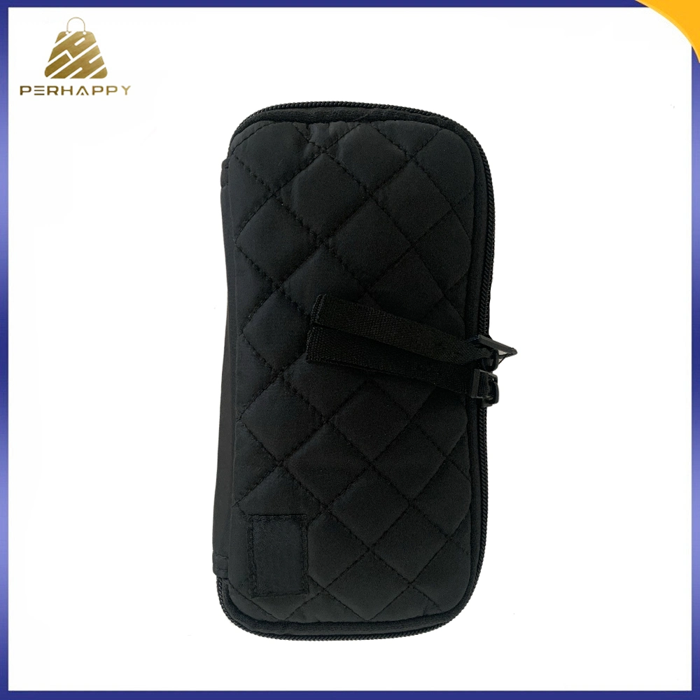 Classical Black Color Leisure Quilted Double Zipper Puller Wallet Clutch Bag