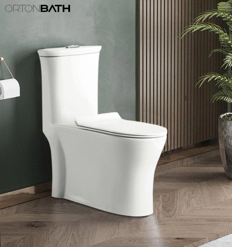 Ortonbath Well Made Forever Dual Flush One Piece Elongated Dual Flush Toilet in Bisque 0.8/1.28 Gpf