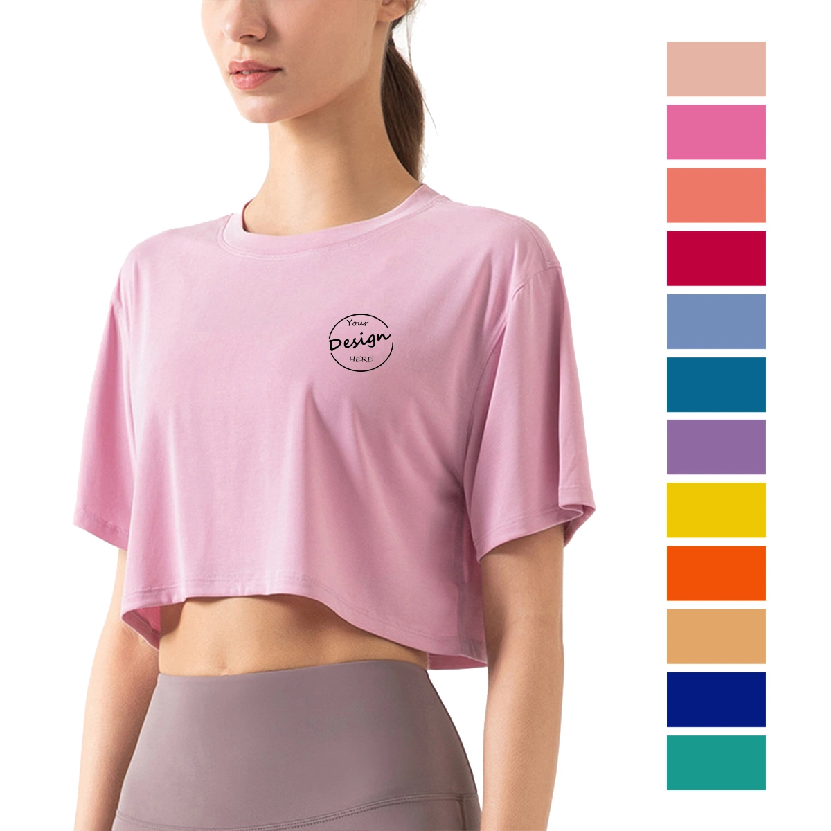 Personalizado de alta calidad de diseño de moda de algodón suave de ejercicios de Gimnasia Deportes de la cosecha de Chica Top camisa para mujer