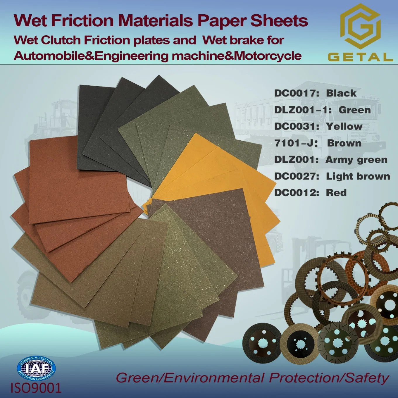 Auto partie Paper-Based humide en fibre de carbone des matériaux de friction de frein et embrayage