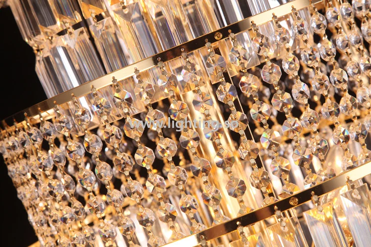Fabricante profissional Grande iluminação de lustre de cristal personalizada Gold Luxury para Salão de Exposições do Projeto Banquet Villa lâmpada decorativa do foyer