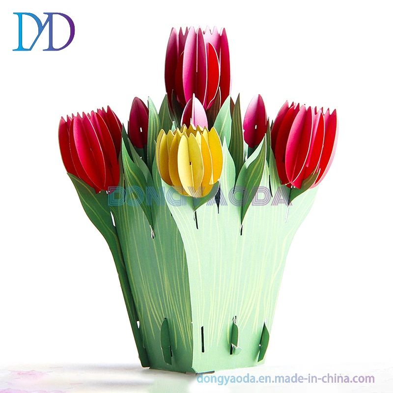 Tarjeta de felicitación tridimensional Creative 3D floreria de flores de tulipanes holandeses Mingxin Tarjeta de cumpleaños de bendición