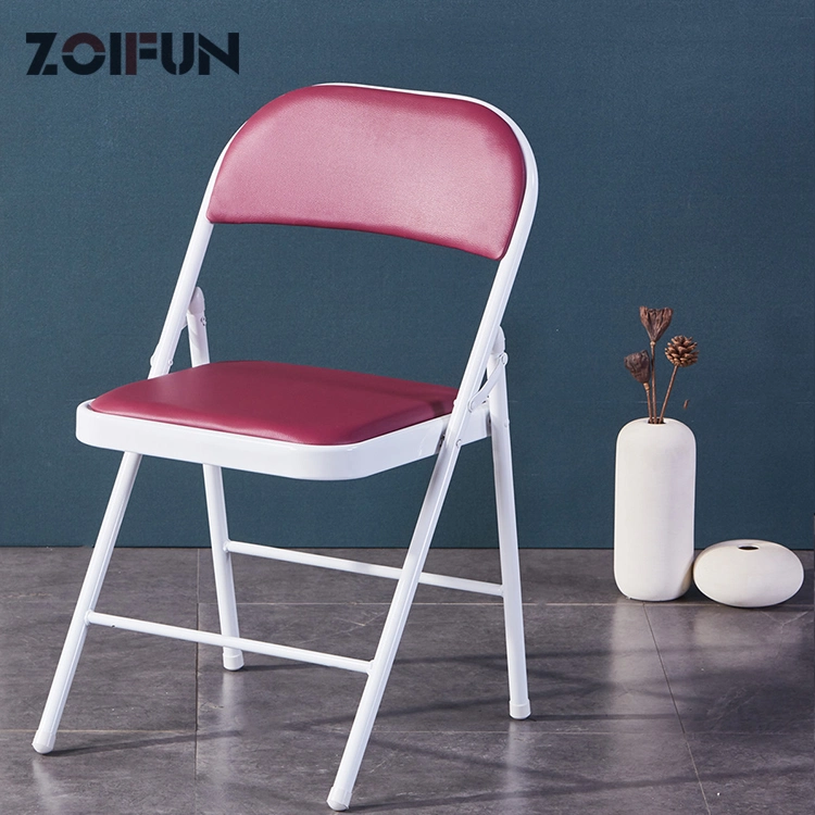 Zoifun Portable Folding Camp Manufacturer Chairs Modern Metal Dining Chaise French Cheap Folding Chairs Hotel Chair