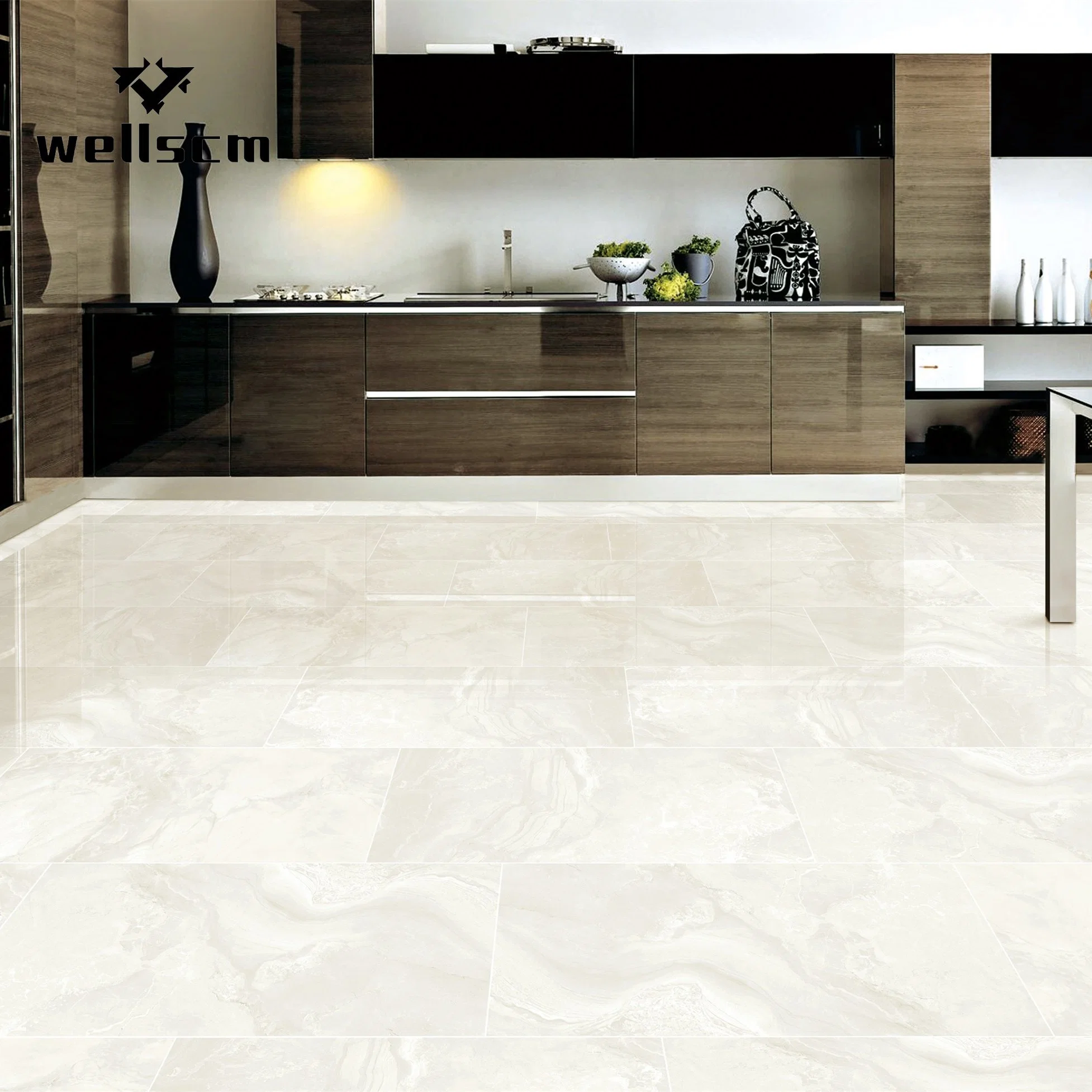 China cristal satinado de mármol blanco, suelos de piedra Tejas vitrificadas pleno piso pulido azulejos de la sala de porcelana