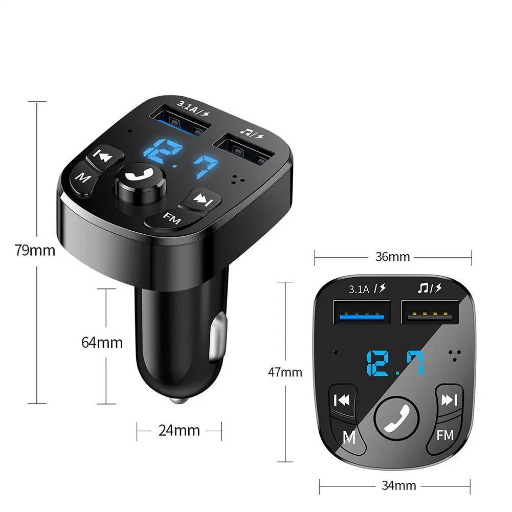 3.1A Transmisor FM Coche Bluetooth inalámbrico USB doble disco de U/reproductor de MP3