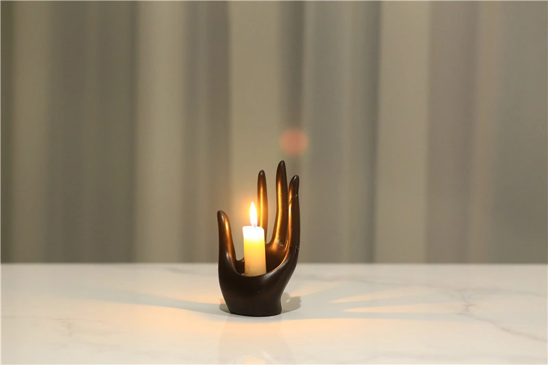 Modern Simple Black Hand Holder Candlestick Column Candle Base Home Interior Decoration