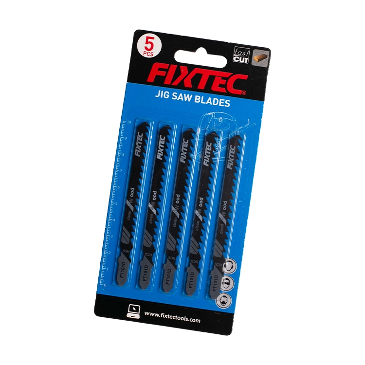 Fixtec High quality/High cost performance 5PCS Metal Jig Saw Blade Set Hcs Type Small Jig Saw Blade Wood Cutting