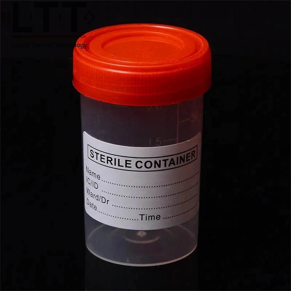 Conteneur de l'urine stérile 60ml avec bouchon à vis rouge