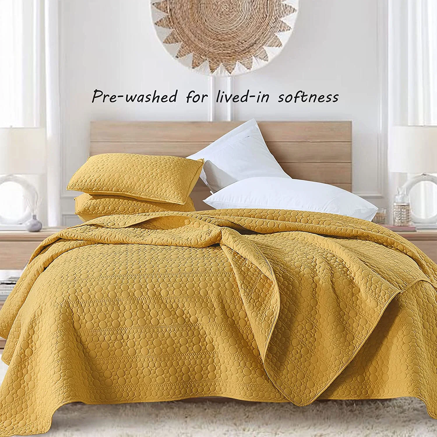 Hot Selling 100% poliéster Microfibra sólida cor Quilt Embossing Patchwork Bedspread