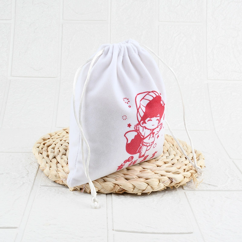 Korean Style Cute Character Drawstring Drawstring Pocket Cosmetics Storage Bag Flannel Bag Backpack Bag Can Print Logo