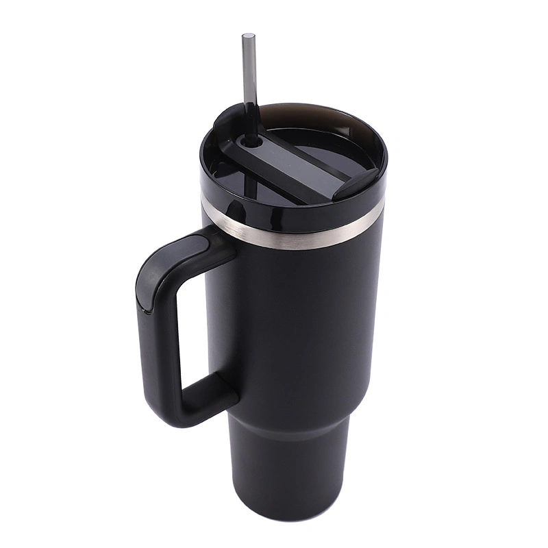 New 40oz Handle Ice Bar Thermos Cup 304 Car Cup Thermal Stainless Steel Vacuum Insulated Tumbler with Lid and Straw for Water