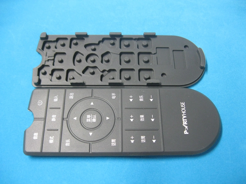 Precision Silk Screen Printing PU Coated Silicone Rubber Keypad of Remote Controller for Stereo Equipment