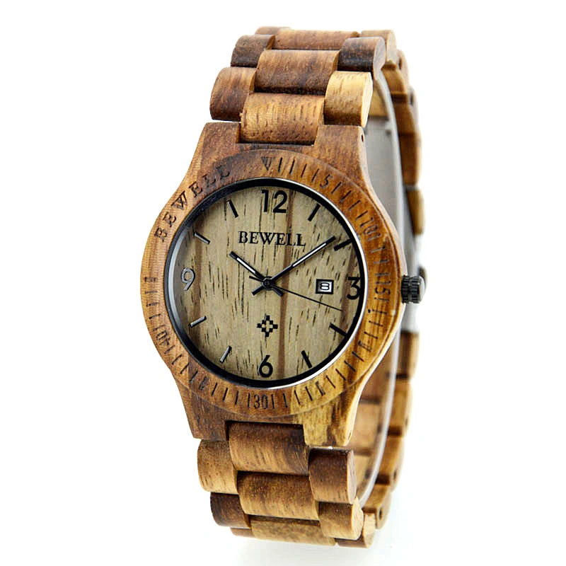 Top Selling Fashion and Unique Men Size Zebra Wood Watches Custom Your Logo