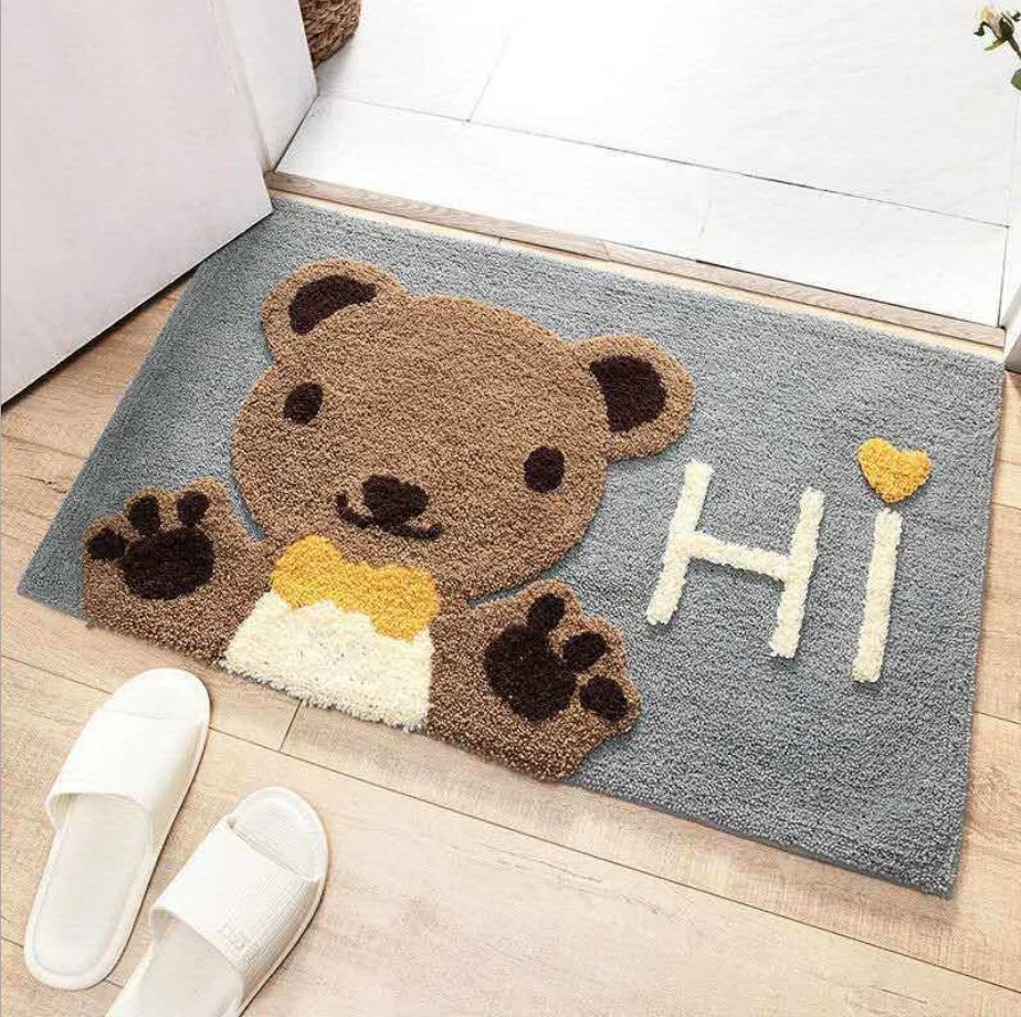 Hot Sale Non-Slip Floor Cute Cartoon Door Square Front Door Foot Mat Indoor Clear Kitchen Door Mat