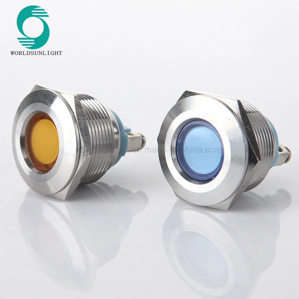 22mm Waterproof Metal Flat Round Indicator LED Lamp Signal Pilot Light