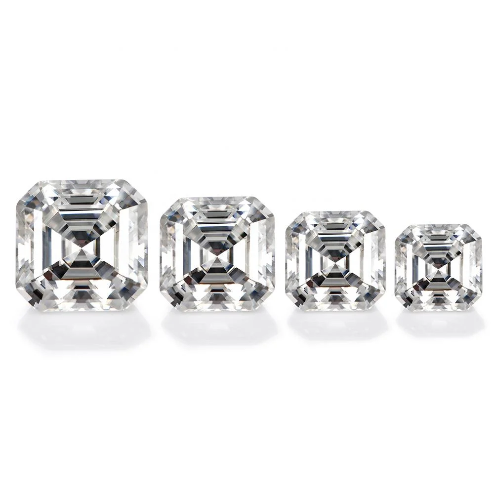 Corte de Asscher blanco fábrica de joyas de diamantes sueltos naturales cultivados Lab