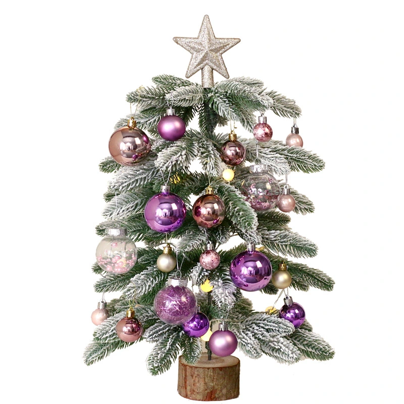 LED Luminescent Blanco Flocked Escritorio Mini árbol de Navidad de plástico para Navidad