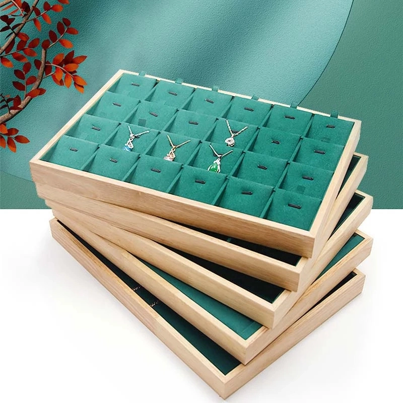 Wholesale/Supplier New Green Velvet Necklace Rings Box Bracelet Pendant Jewelry Earring Storage Jewellery Display Tray