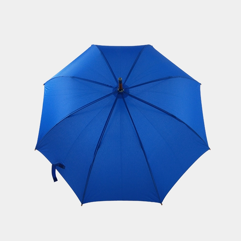 Windproof Fiber Frame Custom Color Straight Umbrella Wood Handle