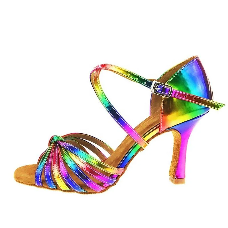 Rainbow Colors suela exterior Salsa Zapatos PU Baile de baile