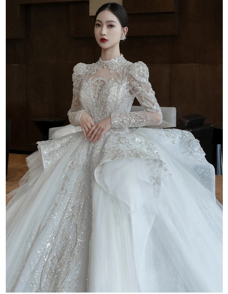 Long Sleeve Wedding Dresses Lace Bridal Ball Gown Fb221