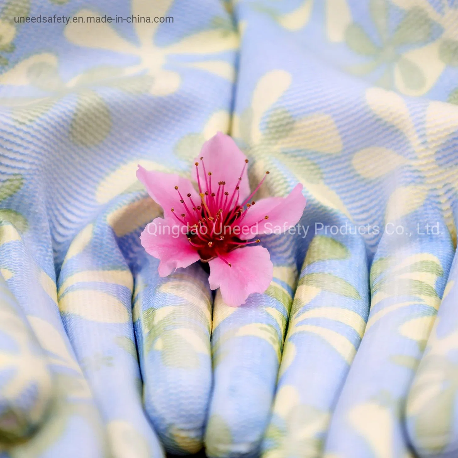 China Großhandel Polyester Druck bunte Muster PU getaucht Garten Arbeit Arbeitshandschuhe