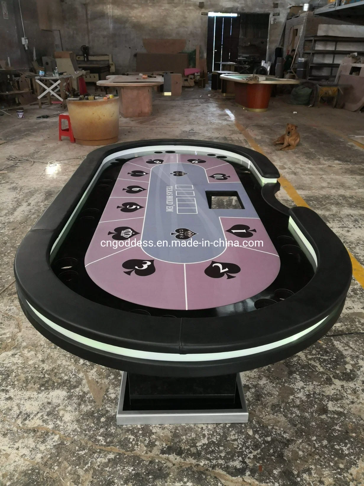 96 Inch Casino Professional Oval Poker Table with Deluxe Chrome Legs