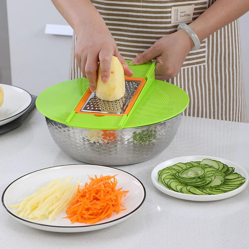 Multifunction Removeable Stainless Steel Vegetable Grater with Bowl and Colander