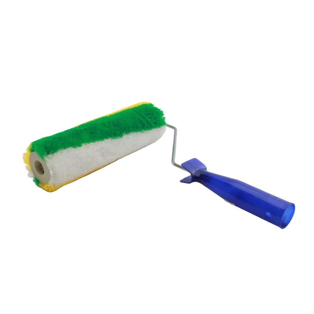 House Hold Cleaning Heigh Density Green-Yellow-White Colorful Rollers with Plastic Handle Polyester Roller Brush