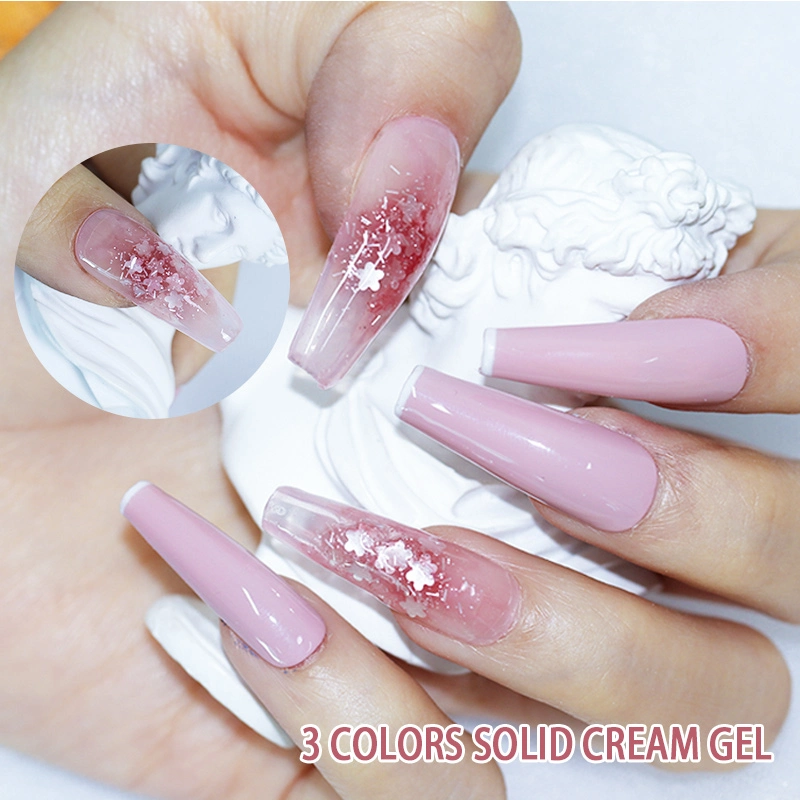 HS OEM / ODM tricolore japonais Gel solide dans la case fortement pigmentée Pudding solide crémeuse 2023 Vernis à Ongles en Gel