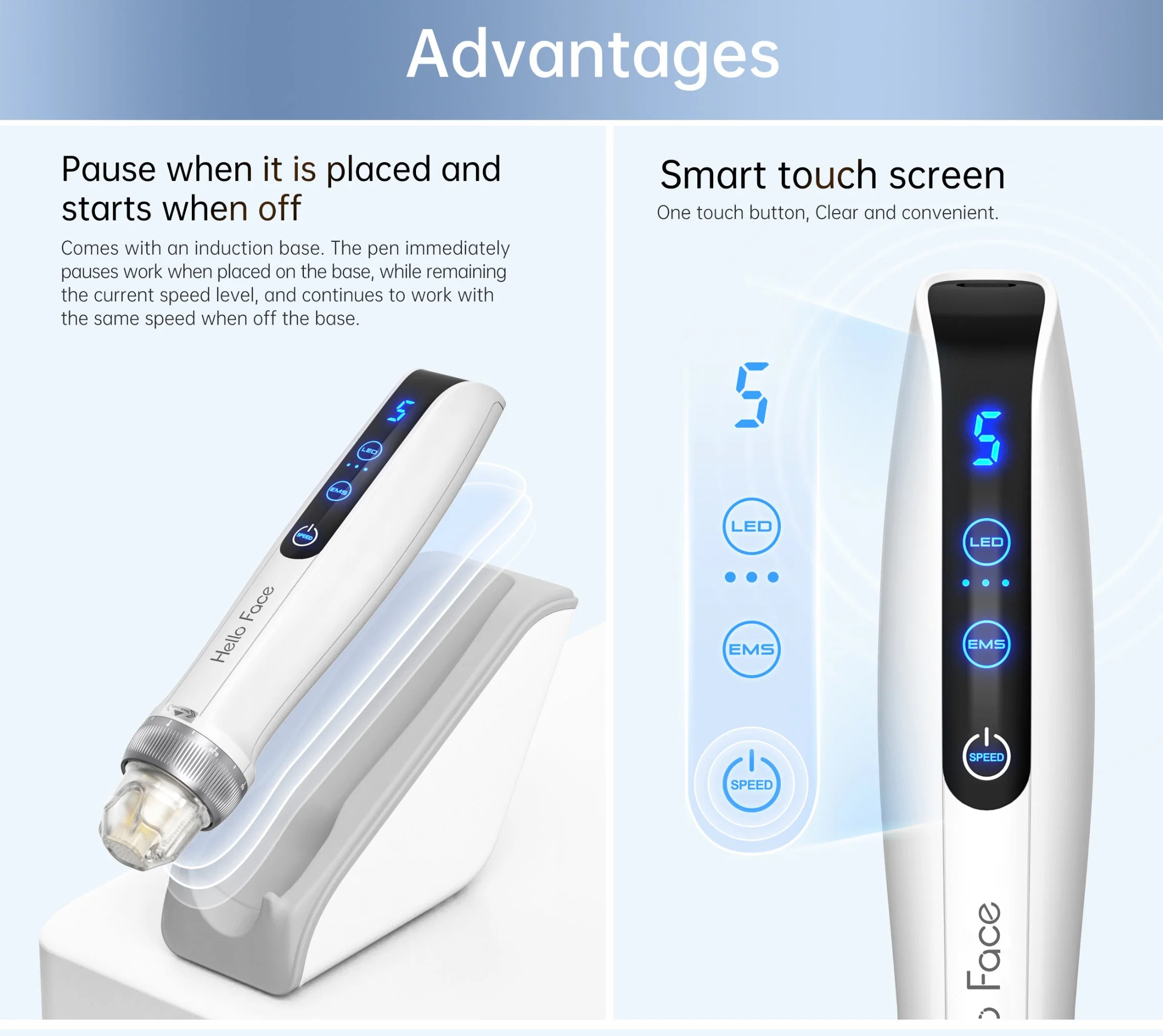 2023 Newest Lelectric Red Light Blue Light EMS Microneedling Pen Q2 for Skin Rejuvention