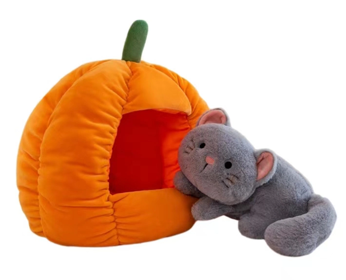 30cm diámetro simulado Plush Pumpkin Pet Cat Bed House Luxury Casa de Perros de mascotas