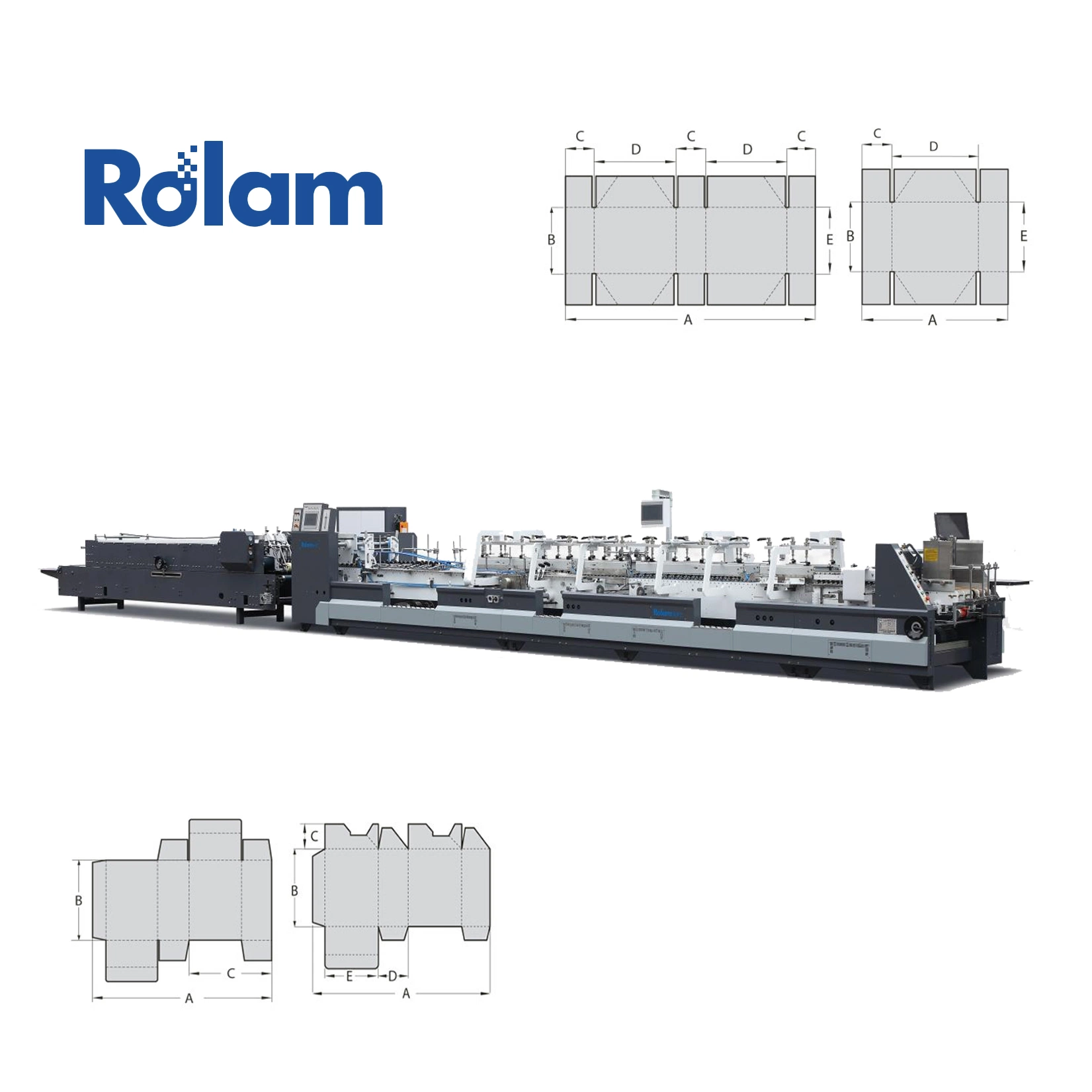 Rolam Automatic 4 6 Corners Crash Lock Bottom Paper Box Making Forming Cup Sleeve Bag Folder Gluer Folding Gluing Machine