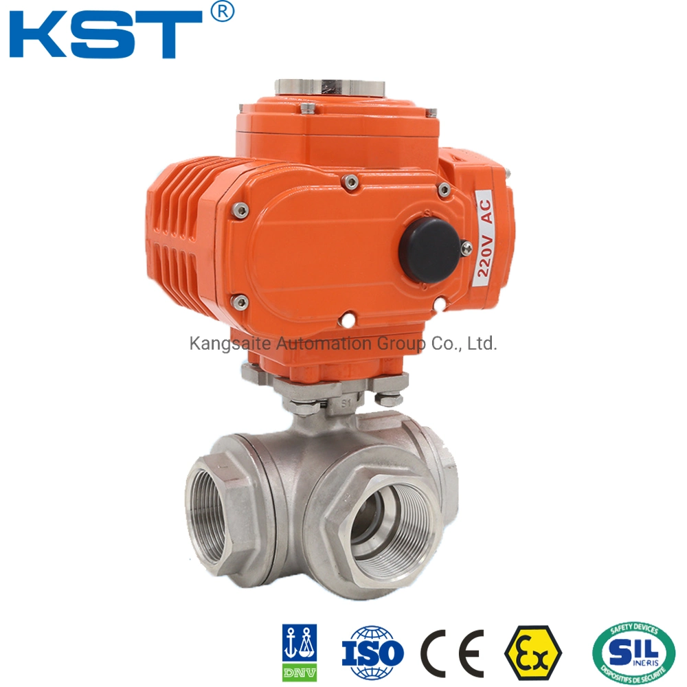 3-Way Threaded Ball Valve with Smart Electric Actuator