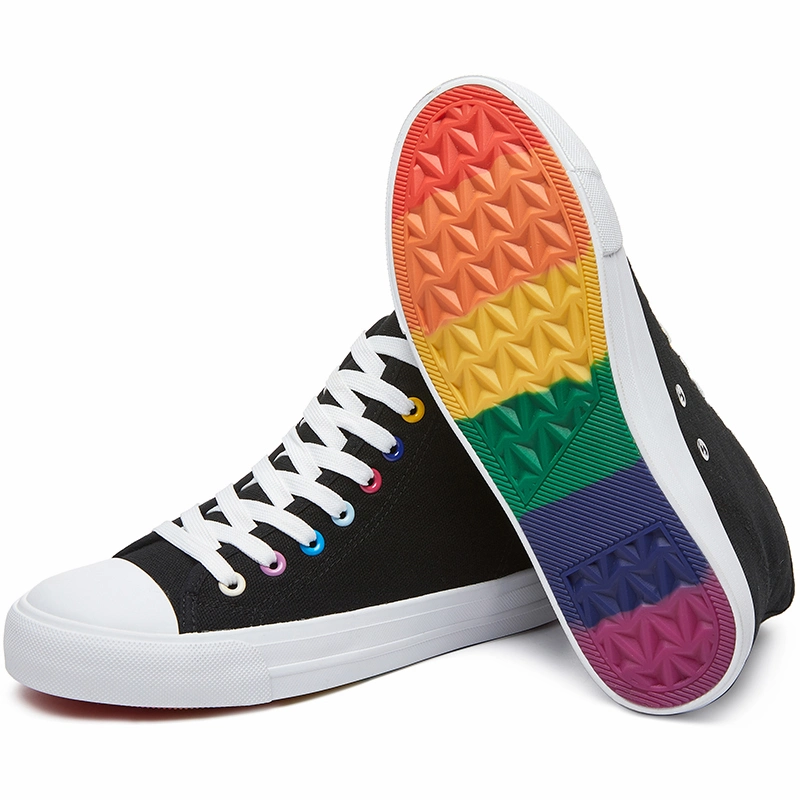 Rainbow Sole High Top Classic Canvas Shoes for Women