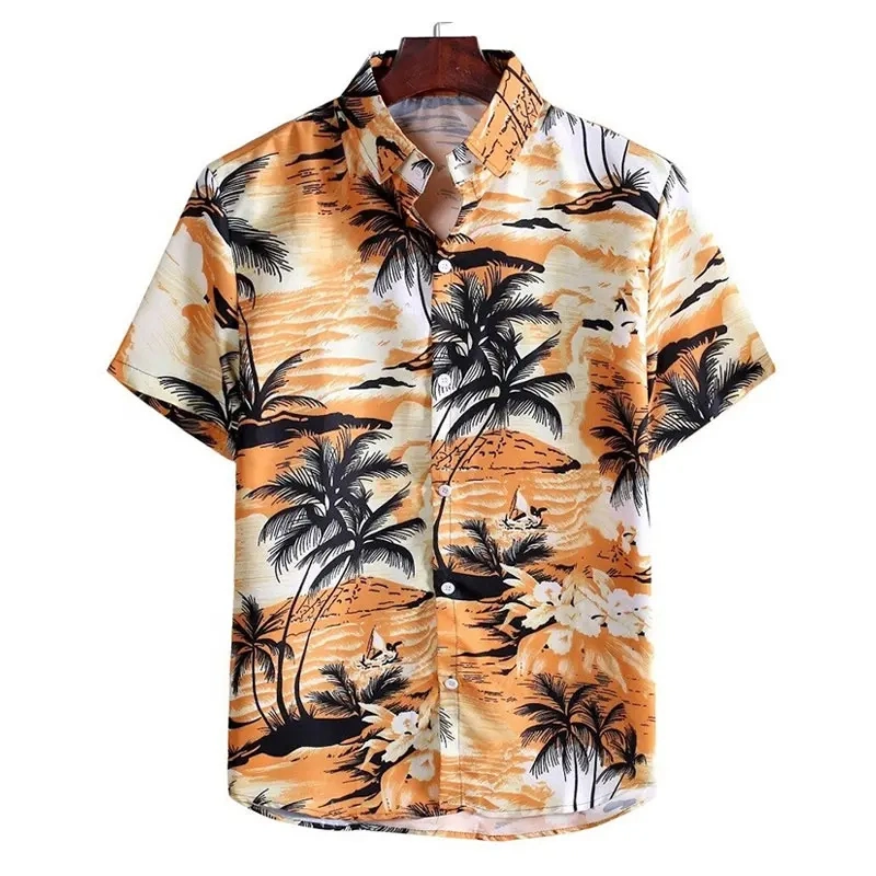 Hawaiian Shirts Tropical Mens Shirts Short Sleeve Lapel Collar Floral Beach Vacation Clothing Summer