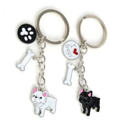 Best Selling Custom Studded Tumbler Rabbit Bulldog Metal Souvenir Keychain