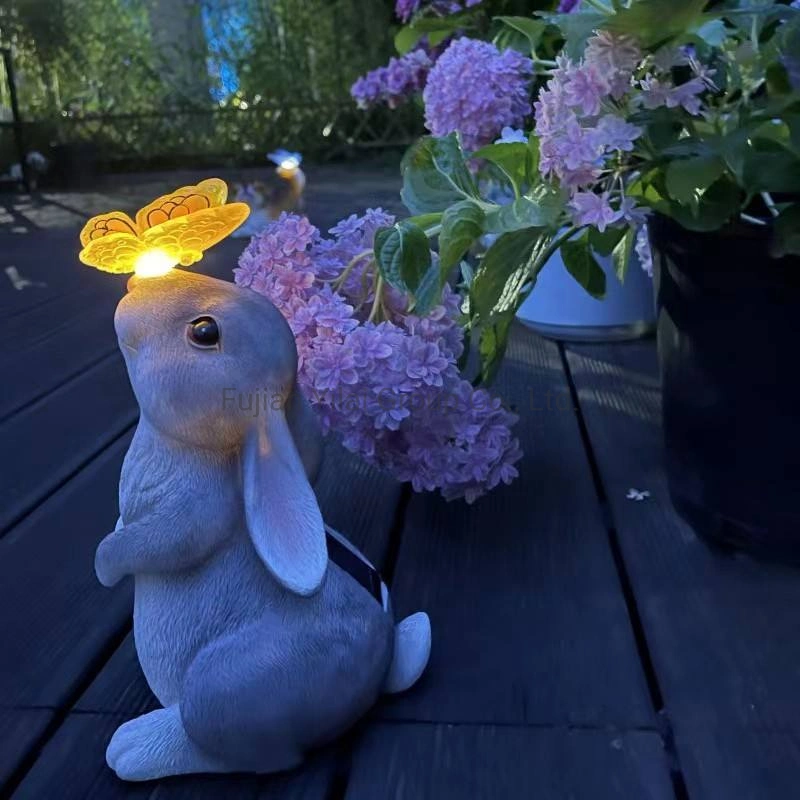 Cross-Border Amazon Resin Technology Solar Lamp Rabbit Puppy Decoration Creative Home Garden Garden Decoration