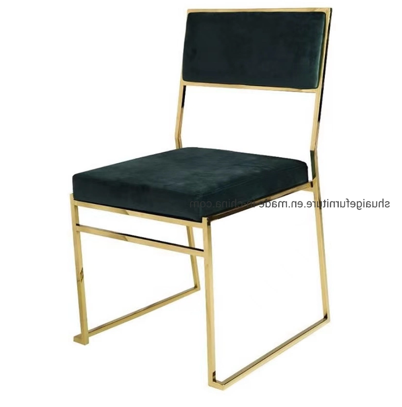 Simple Style Velvet Cushion Hotel Metal Dining Chair