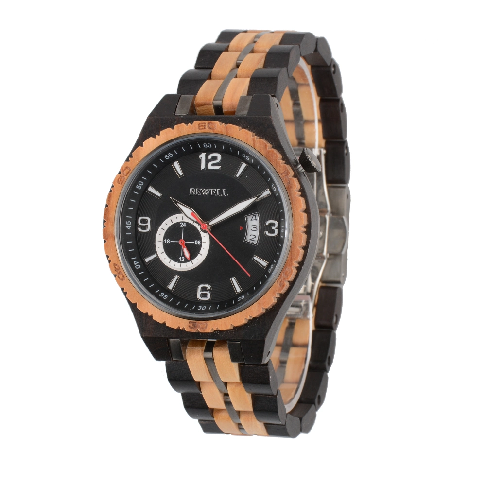 Unisex Watches Eco-Friendly Bamboo Wood Wrist Watch with Stainless Steel Back